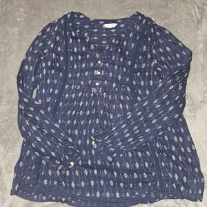 Lucky Brand Blue and White Patterned Top